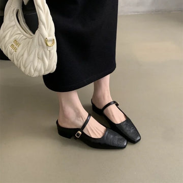 Xajzpa New Designer Vintage Women Slippers Fashion Cover Toe Slip on Muels Shoes Ladies Casual Outdoor Low Heel Sandalias